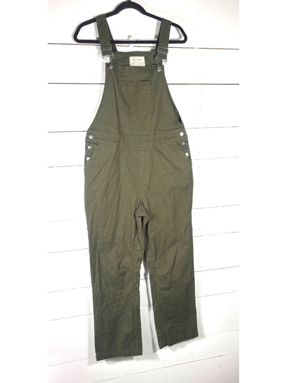 Old Ranch Womens Olive Green Cotton-Blend Overalls Adjustable Straps Size M